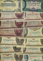 98 db klf magyar bankjegy korona-, pengő-, forint-időszakból jobbakkal, Adamovszky-katalógus alapján...