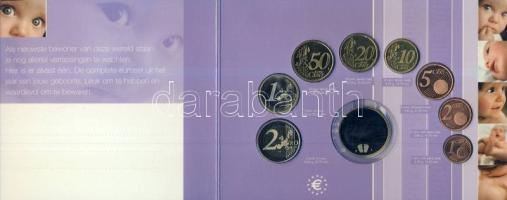Hollandia 2002. 1c-2€ 8klf db + "Születés" emlékérem, "Születés" szettben T:PP