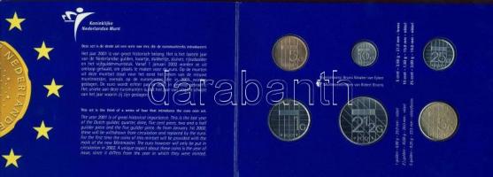 Hollandia 2001. 5c-5G 6klf forgalmi szettben, Euro érmék bemutatásával T:BU