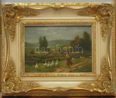 Kádár jelzésű olaj-farost festmény dekoratív keretben 30x25 cm