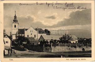 1935 Tök, Református templom és iskola. Ifj. Kovács István kiadása (EK)