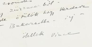 cca 1940 Vincent Korda (1897-1979) díszlettervező saját kézzel írt sorai Szolnay Sándor (1893-1950) ...