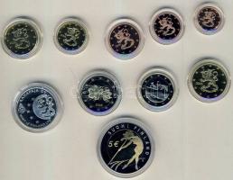 Finnország 2005. 1c-2€ 8klf db + 5€ "Atlétikai VB" + 1db Ag emlékérem "Sas", exkluzív szettben, tanúsítvánnyal T:PP Csak 3000db! RR!!