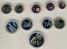 Finnország 2005. 1c-2€ 8klf db + 5€ "Atlétikai VB" + 1db Ag emlékérem ...