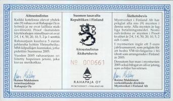 Finnország 2005. 1c-2€ 8klf db + 5€ "Atlétikai VB" + 1db Ag emlékérem ...