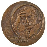 Lajos József (1936-) DN Babits Mihály 1883-1941 egyoldalas nagyméretű bronz plakett (134mm) T:1,1- kis patina