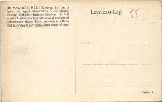 Balatonfüred, Dr. Mangold Henrik (1828-1912) szobra koszorúkkal (A szobrot 1944 októberében a nyilas...