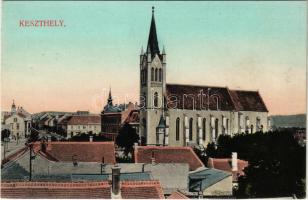 1908 Keszthely, látkép, templom. Mérei Ignác kiadása