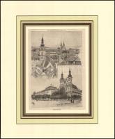 Morelli Gusztáv (1848-1909) és Rauchbauer: Nagy-Szombat (Nagyszombat), 1890-es évek. Rotációs fametszet, papír, jelzett a metszeten. Paszpartuban. 19x12,5 cm