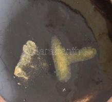 Hungária iparművész váza, mázas kerámia, etikettel jelzett, hajszálrepedésekkel, m: 18 cm