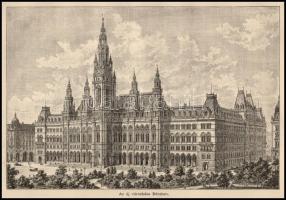 Az új városháza Bécsben, 1885. Rotációs fametszet, papír, jelzett a metszeten. Paszpartuban. 13x19 c...