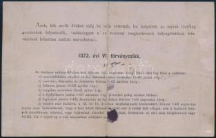 1878 Vadászati jegy Hódmezővásárhelyen kiállítva, Ábrai Károly (1830-1912), Hódmezővásárhely polgárm...