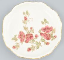 Zsolnay porcelán virág mintás tálka. Kézzel festett, jelzett, hibátlan d: 12,5 cm