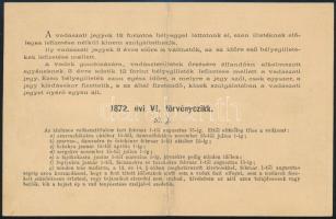 1875 Szegvár, vadászati jegy, Csongrád megyei alpispán aláírásával, 12 Ft értékjeggyel, Jurenák Gyul...