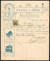 1910 Szeged, Engel I(mre) Zongora és Pianino-Raktára fejléce számlája, Engel Imre aláírásával, 10 f. okmánybélyeggel.
