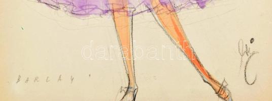 Vogel Eric (1907-1996): Divat terv. Akvarell, vegyes technika, papír. Jelzett 30x20 cm