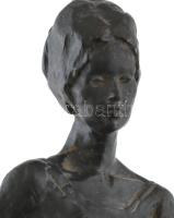 Olvashatatlan jelzéssel: Álló nő. Bronzírozott műgyanta, hibátlan, m: 39 cm