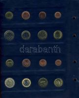 Euro-gyűjtemény 12 ország Euro forgalmi pénzei 1c-2€, vegyes évszámú komplett sorok, dekor...
