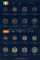 Euro-gyűjtemény 12 ország Euro forgalmi pénzei 1c-2€, vegyes évszámú komplett sorok, dekor...