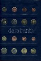 Euro-gyűjtemény 12 ország Euro forgalmi pénzei 1c-2€, vegyes évszámú komplett sorok, dekor...