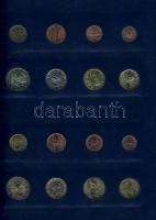 Euro-gyűjtemény 12 ország Euro forgalmi pénzei 1c-2€, vegyes évszámú komplett sorok, dekor...