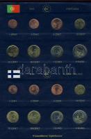 Euro-gyűjtemény 12 ország Euro forgalmi pénzei 1c-2€, vegyes évszámú komplett sorok, dekor...