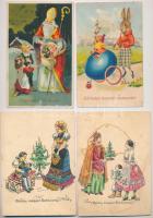 27 db főleg RÉGI humoros és üdvözlő motívum képeslap vegyes minőségben / 27 mostly pre-1945 humorous and greeting art motive postcards in mixed quality