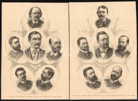 cca 1888 A képviselőház író tagjai (Jókai Mór, Apponyi Albert, Wekerle Sándor, Falk Miksa stb.), 9 d...