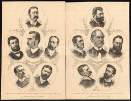 cca 1888 A képviselőház író tagjai (Jókai Mór, Apponyi Albert, Wekerle Sándor, Falk Miksa stb.), 9 d...