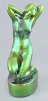 Zsolnay eozin mázas akt szobor, jelzett, kis lepattanással, m: 25cm