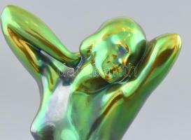 Zsolnay eozin mázas akt szobor, jelzett, kis lepattanással, m: 25cm