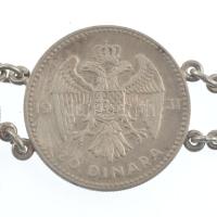 Jugoszlávia 1931. 10D Ag "I. Sándor" (5x) + 20D Ag "I. Sándor" fülekkel karkötőv...