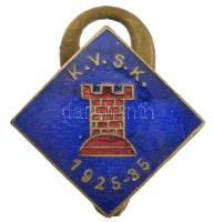 1935. "KVSK 1925-35" zománcozott bronz gomblyukjelvény, hátoldalán gyártói jelzéssel T:1-,2