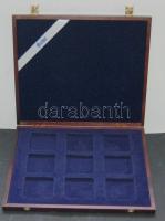 Éremtartó kazetta, 9 férőhellyel, 52x52mm, jó állapotban