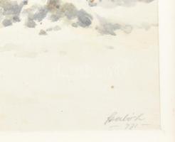 Szabó László (1895-?): Téli tájban. Akvarell, papír, jelzett, üvegezett keretben 20x13 cm