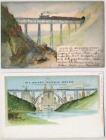2 db régi képeslap vasúti viaduktokkal: köln-i és ausztrál / 2 pre-1945 postcards with railway viaduct: Cologne, Australia