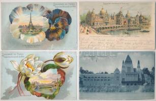 4 db RÉGI képeslap világkiállításokról: Párizs, Torino / 4 pre-1945 postcards of World Expos: Paris and Turin
