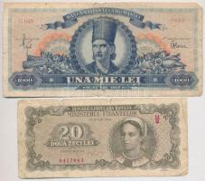 Románia 1948. 1000L + 1950. 20L T:III- Romania 1948. 1000 Lei + 1950. 20 Lei C:VG Krause P#85, P#84