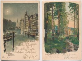 2 db RÉGI hosszú címzéses külföldi képeslap vegyes minőségben / 2 pre-1902 European postcards in mixed quality: Hamburg, Marienbad (Mariánské Lázne)