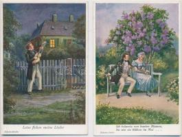 Schubertlieder - 2 db RÉGI motívum képeslap vegyes minőségben / 2 pre-1945 motive postcards in mixed quality