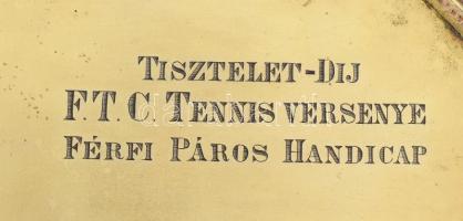 cca 1930 Ezüst (Ag) cigaretta tárca "FTC teniszverseny férfi páros díj", jelzett, hiányos ...