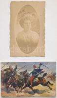 7 db RÉGI motívum képeslap vegyes minőségben / 7 pre-1945 art motive postcards in mixed quality
