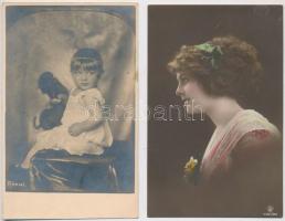 7 db RÉGI motívum képeslap vegyes minőségben / 7 pre-1945 art motive postcards in mixed quality