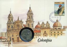 Kolumbia 1981. 10P bélyeges érmés borítékon, ismertetővel T:2+