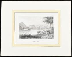 cca 1840-50 Ofen und Pesth (Buda és Pest a Csepel szigetről nézve), aus d.Kunsanstalt d.Bibliogr. In...