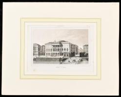 cca 1840 A régi pesti Vigadó a hajóhíddal. Acélmetszet. 14,5x10 cm, paszpartuban