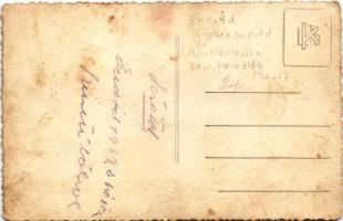 1939 Gyomaendrőd, Endrőd; Szüreti bálozók lóháton a városháza előtt, magyar zászló. photo (fl)