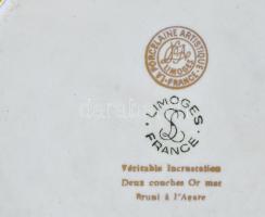 Limoges kék-arany bonbonniere, aranyozott, jelzett, hibátlan, d: 11 cm