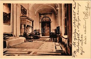 1928 Füzérradvány, Radvány; Károlyi kastély szálló, márványfolyosó, belső. Seefehlner J.L. kiadása + SÁTORALJAÚJHELY-BUDAPEST 33. vasúti mozgóposta (EK)