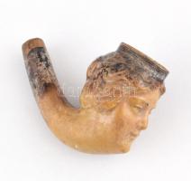 Női fejes kerámia pipa fragmentum, kopott, h: 7 cm